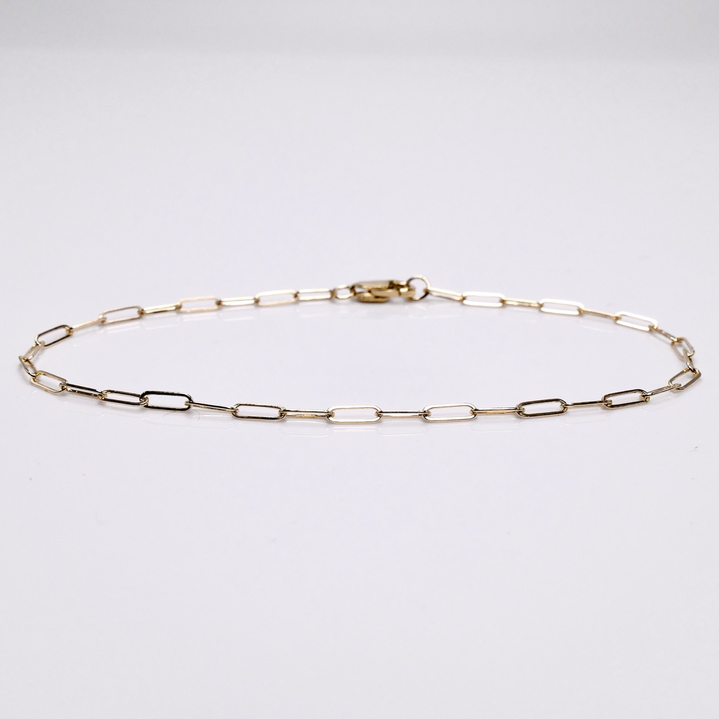 10k Yellow Gold 8” Paper Clip Bracelet 1.7mm Lobster Clasp 1g - New Great Gift